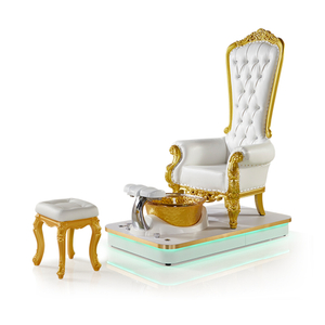 Salon de manucure de beauté de Style baroque royal européen moderne luxe haut dossier Spa touffeté canapé reine trône chaise de pédicure